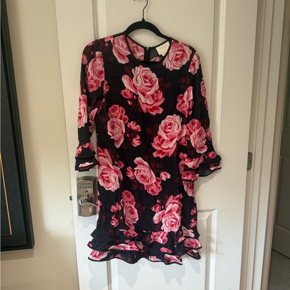 Kate Spade Women's Size S Rambling Roses Rosa Ruffle Hem Shift Dress - Picture 3 of 7